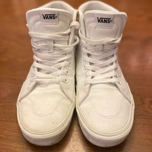 Vans mids all white, worn twice women’s size 8.5